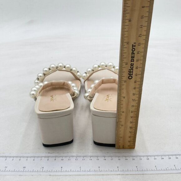 XYD White Square Open Toe Pearls Dual Straps Slides Sandals Slip On Mules Shoes - Picture 5 of 8